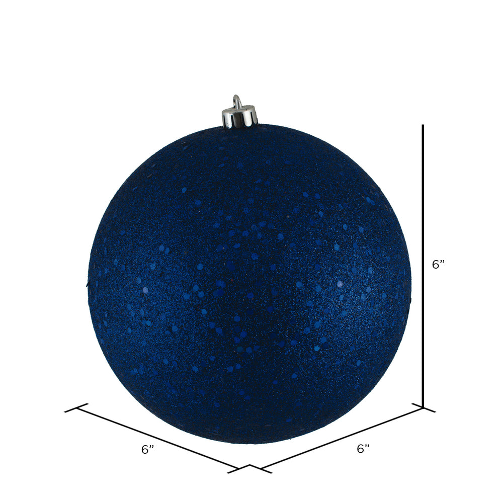 Vickerman 6" Sea Blue Sequin Ball Ornament 4 per Bag
