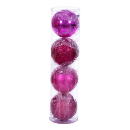 Vickerman 4.75" Hot Pink 4-Finish Ball Ornament 4 per bag.