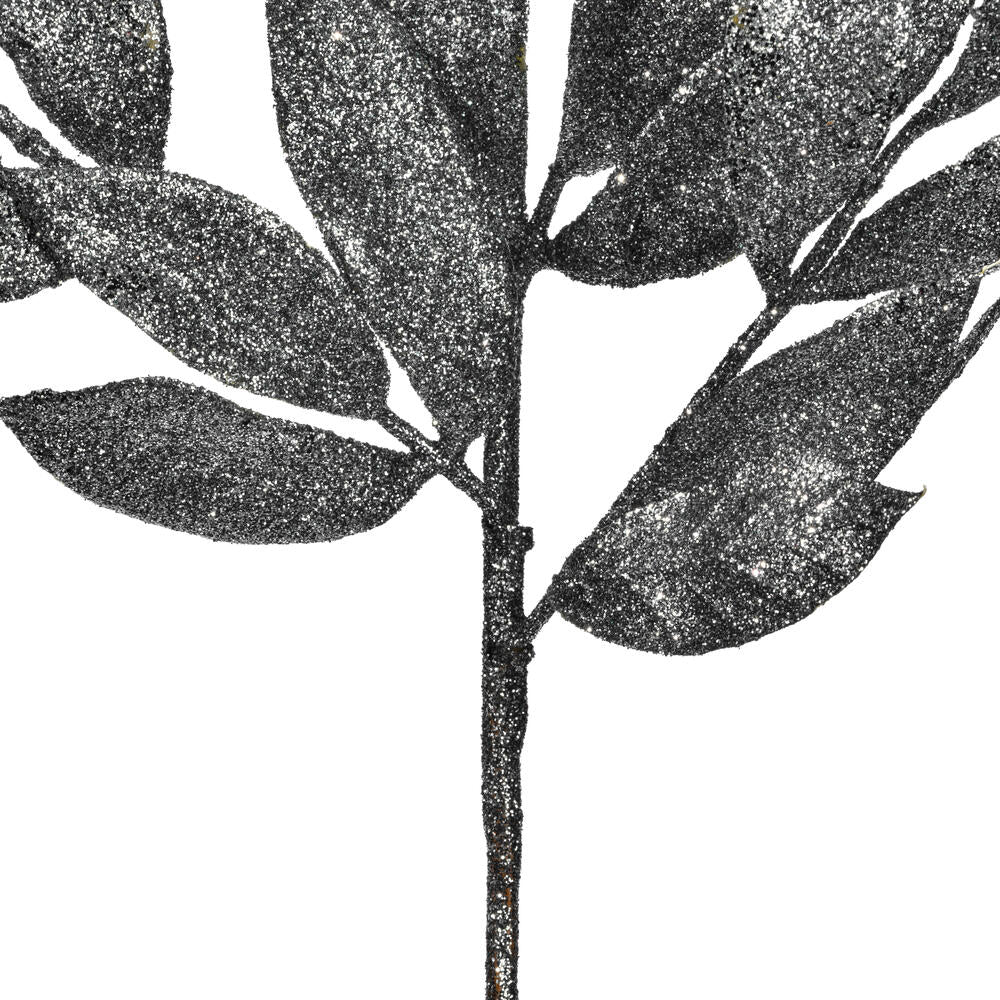 Vickerman 22" Pewter Glitter BayLeaf Artificial Spray 12 per bag.