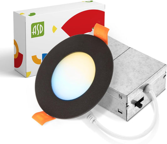 ASD Lighting LED Recessed Mini Panel Round 3inch 6W 120V Triac 2700/3000/3500/4000/5000K Bronze UL Energy Star