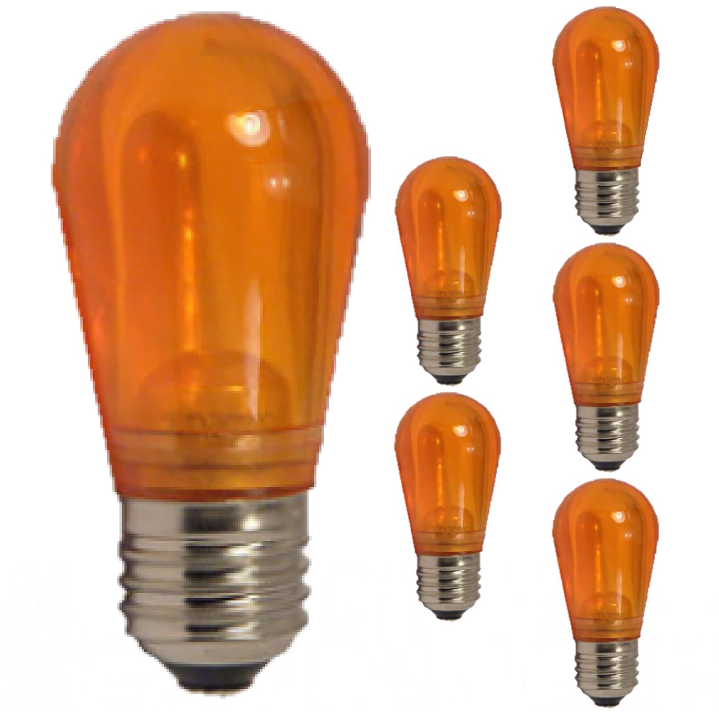 Damar- S14 Colored LED String Light Bulb Transparent Amber 0.55W-1.5W E26 Medium Base 100-130V Pack of 6- Shatterproof Waterproof Outdoor Indoor Replacement Bulb Home Decorations Christmas Halloween