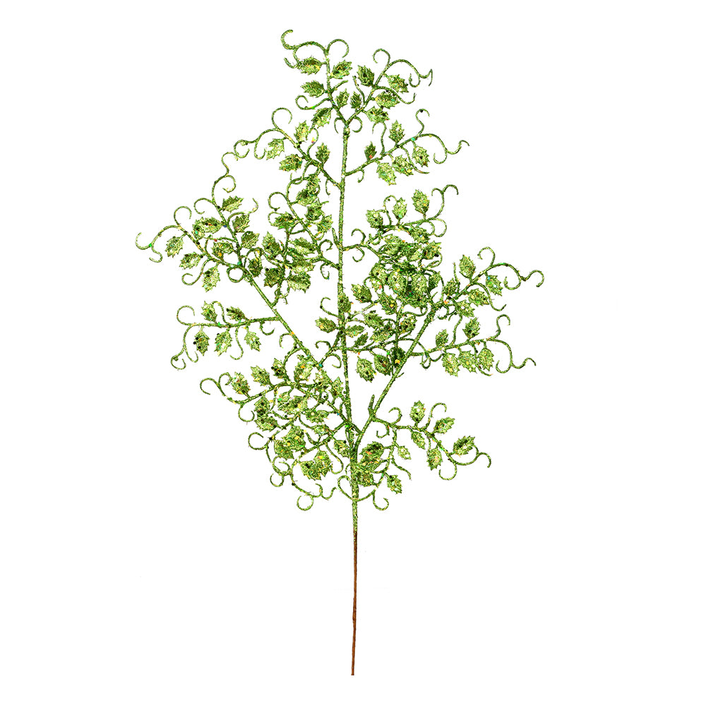 Vickerman 22" Lime Glitter Mini Ruscus Leaf Artificial Christmas Spray. Includes 12 sprays per pack.