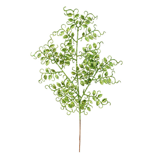 Vickerman 22" Lime Glitter Mini Ruscus Leaf Artificial Christmas Spray. Includes 12 sprays per pack.