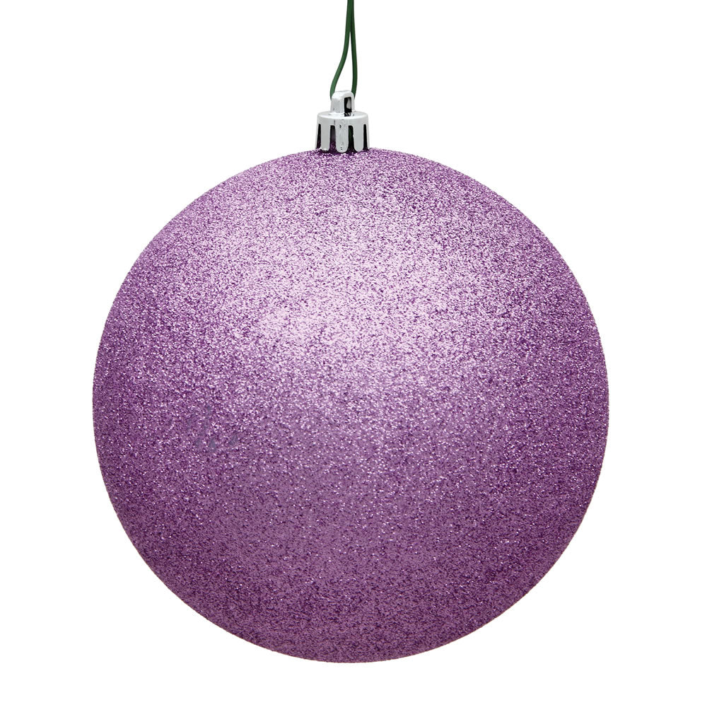 Vickerman 4" Orchid Glitter Ball Christmas Ornament with Drilled and Wired Cap 6 per Bag