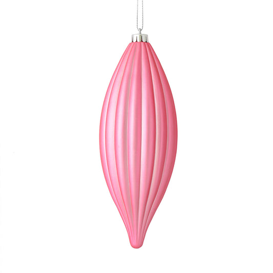 Vickerman 8" Mauve Matte Line Finial 4/Bag. This ornament features a straight line design that will add texture to any holiday decorating project. Includes 4 pieces per bag.