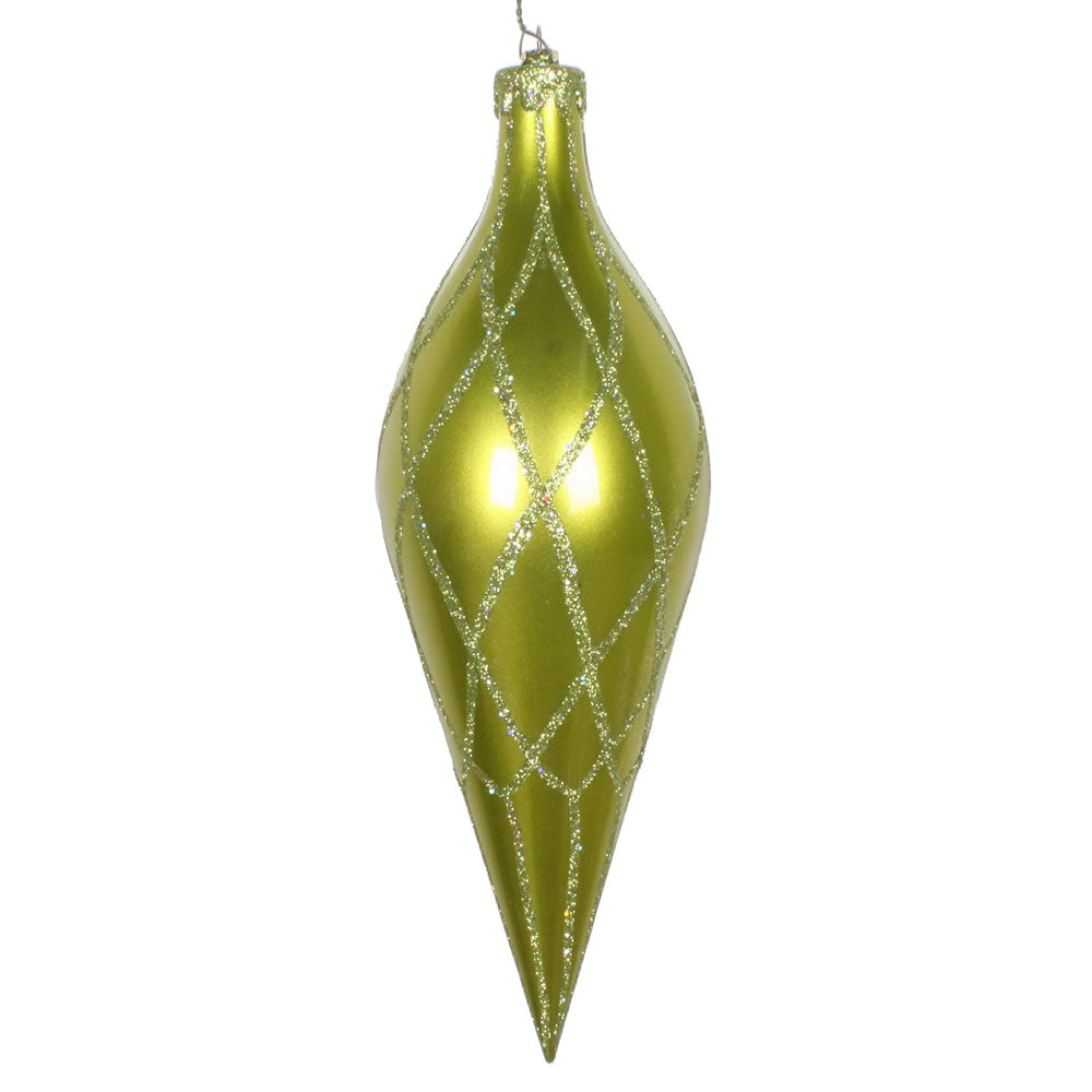 Vickerman 12" Lime Candy Finish Finial Ornament with Glitter Accents