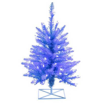 Vickerman 2' x 20" Sky Blue Artificial Christmas Tree with 50 Sky Blue LED Lights.
