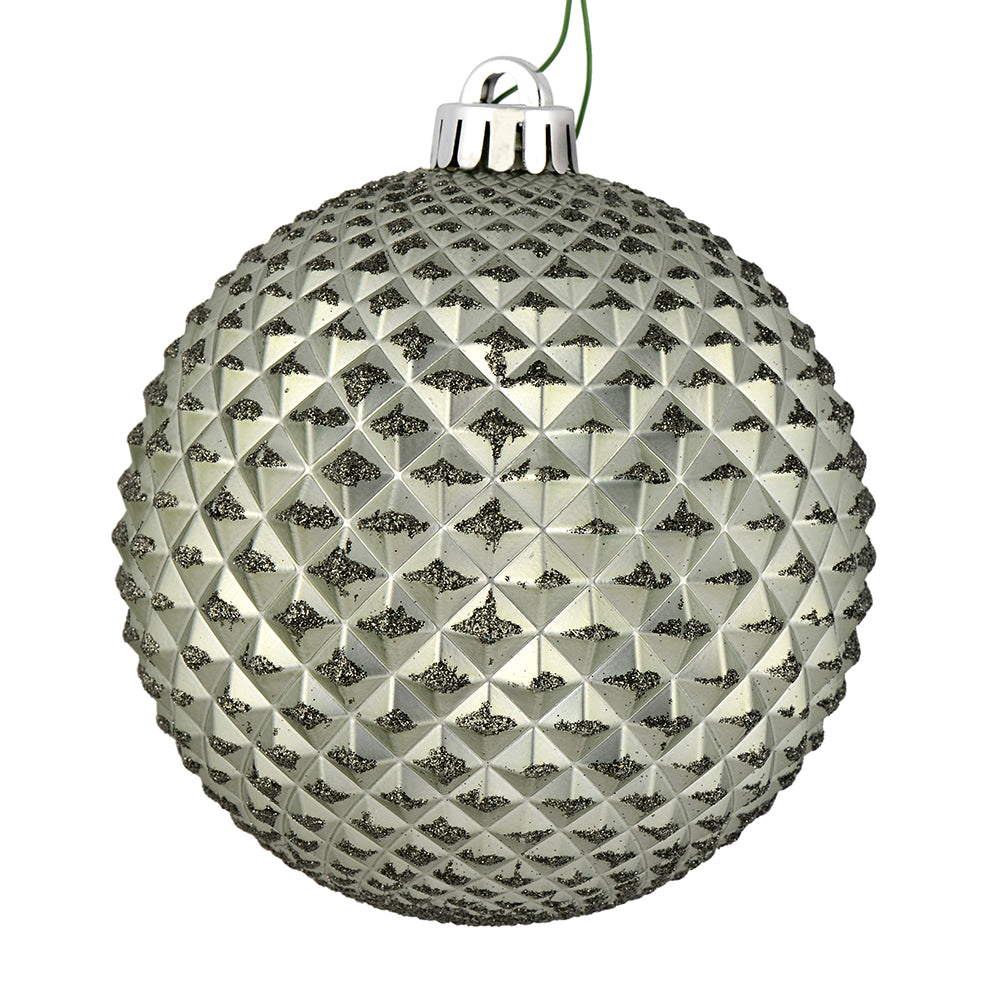 Vickerman 4" Wrought Iron Durian Glitter Ball Ornament 6 per Bag