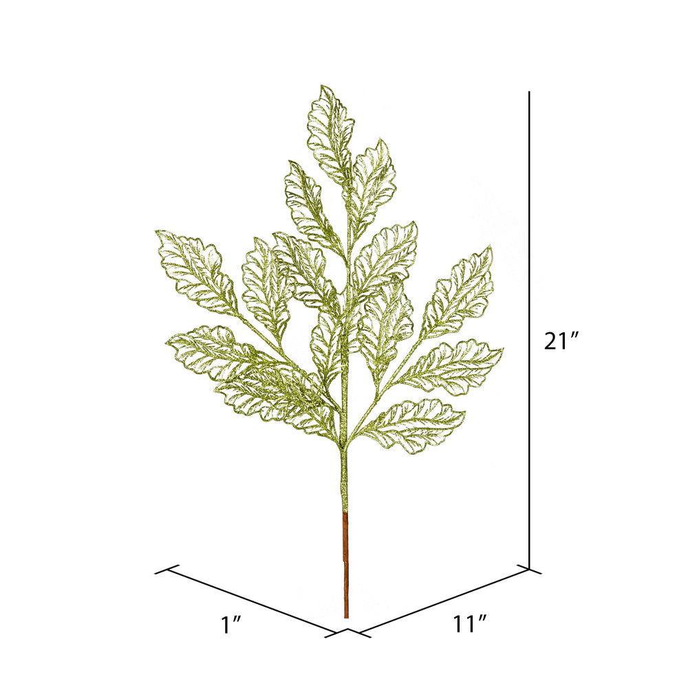 Vickerman 21" Lime Glitter Coleus Leaf Lace Artificial Christmas Spray. Includes 12 sprays per pack.