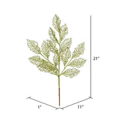Vickerman 21" Lime Glitter Coleus Leaf Lace Artificial Christmas Spray. Includes 12 sprays per pack.