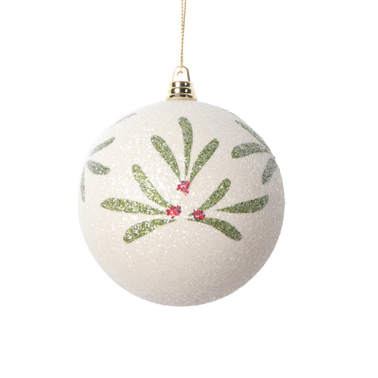 Vickerman 4" Holly Berry White Ball Ornament 3 per bag.