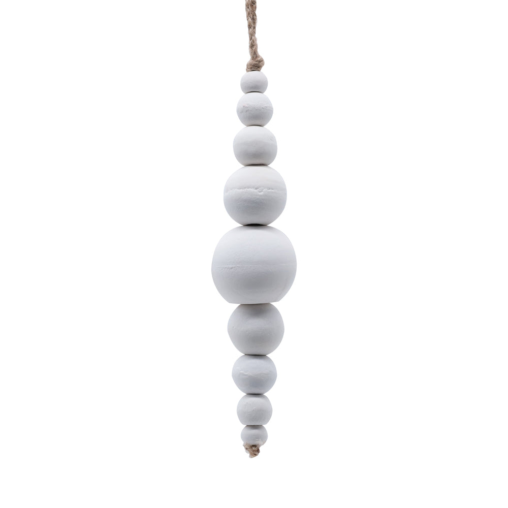 Vickerman 7" White Wooden Bead Ornament 2 pieces per unit.