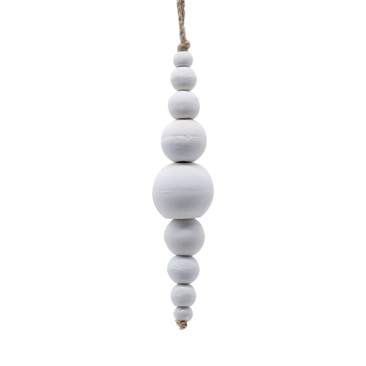 Vickerman 7" White Wooden Bead Ornament 2 pieces per unit.