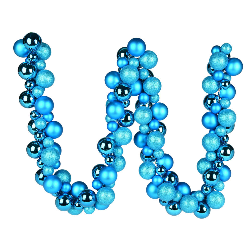 Vickerman 6' Turquoise Assorted Ornament Ball Christmas Garland