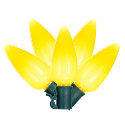 Vickerman 25 Yellow Ceramic C9 LED Light on Green 22AWG Wire 25'.