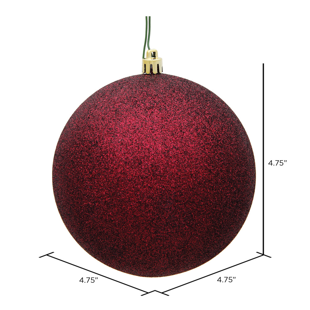 Vickerman 4.75" Burgundy Glitter Ball Ornament 4 per Bag