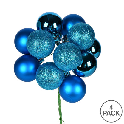 Vickerman 12" Turquoise Ball Christmas Pick 4 per set