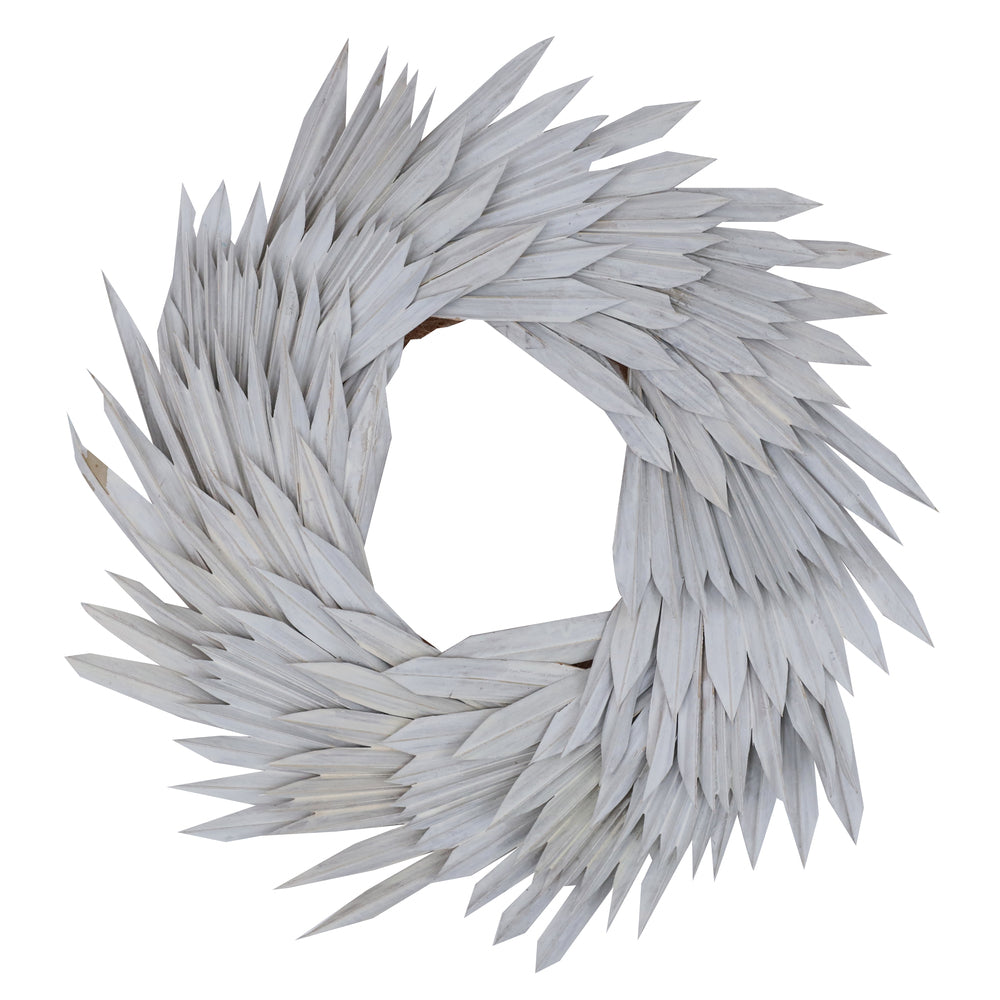 Vickerman Natural Botanicals 17" White Washed Palm Sun Wreath.