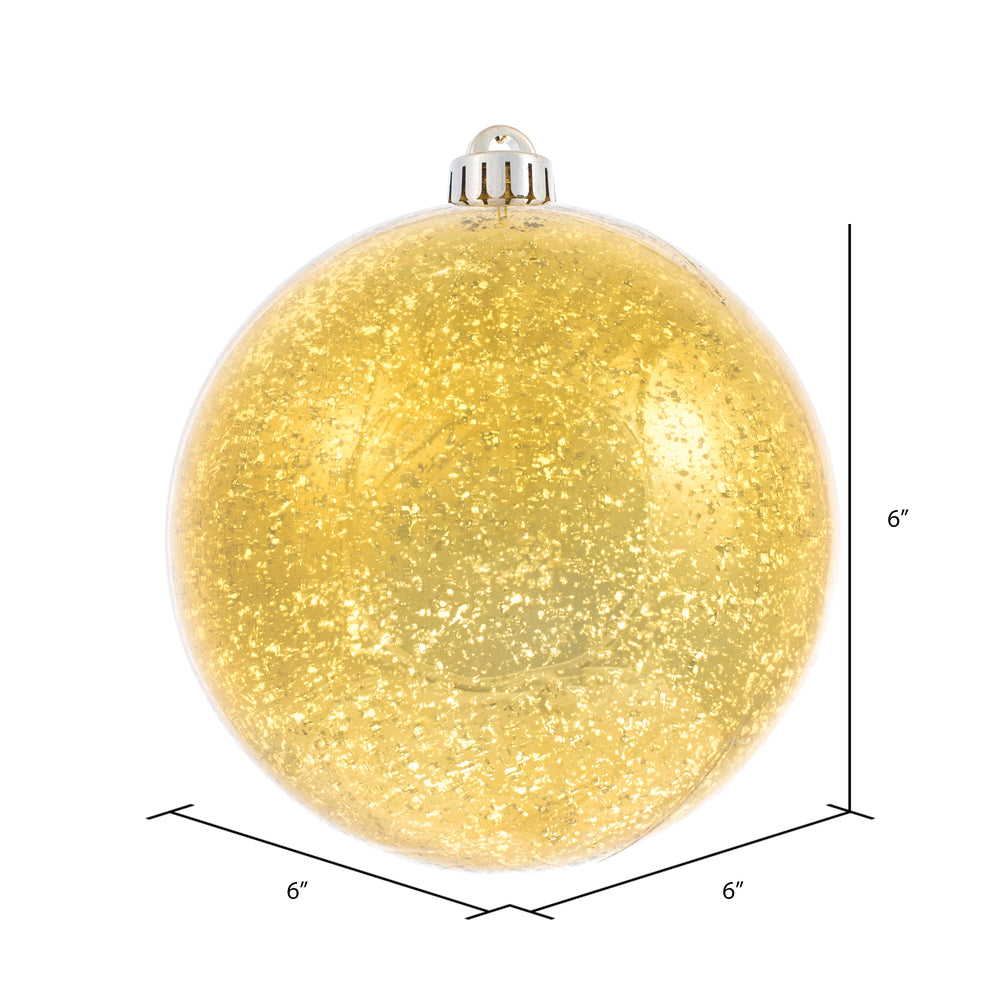 Vickerman 6" Honey Gold Mercury Ball Ornament 4 per Bag.