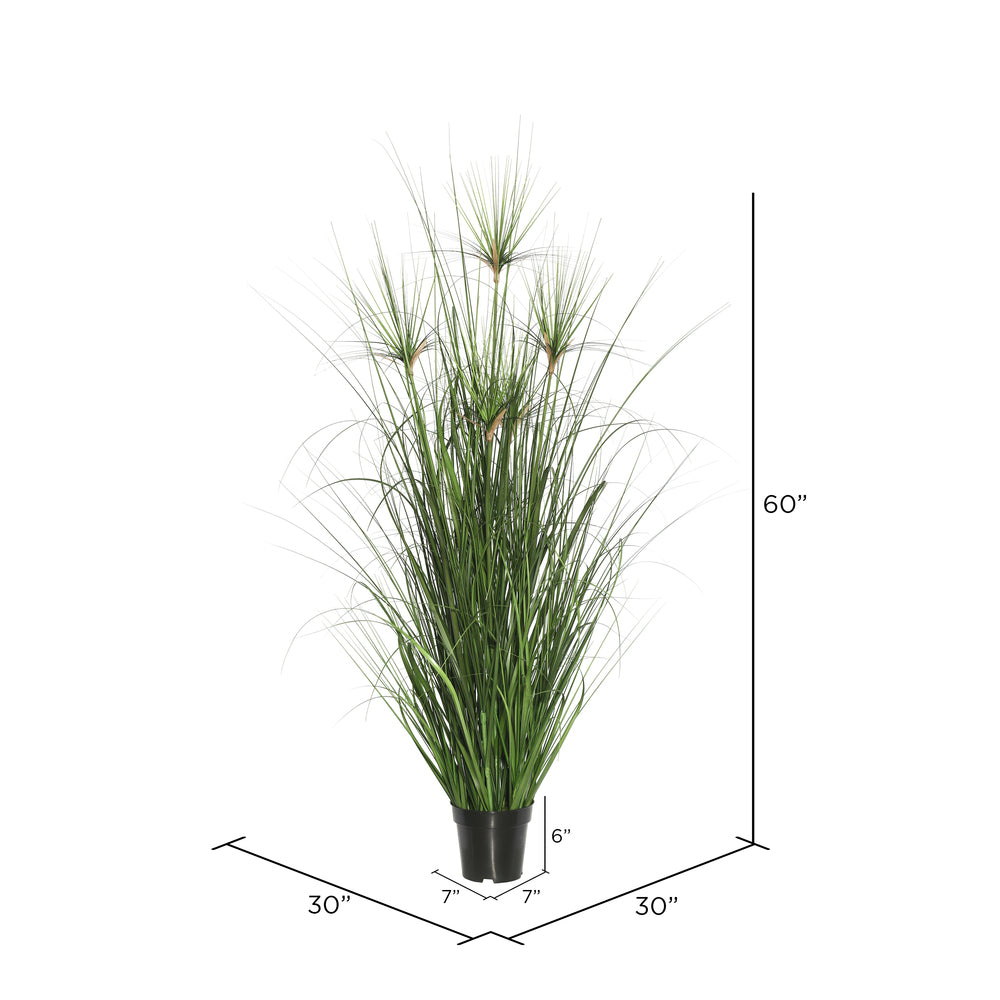 Vickerman 60" Artificial Potted Green Straight Grass and Cattails.