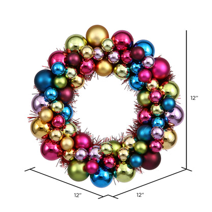 Vickerman 12" Multi-Colored Shiny and Matte Ball Wreath