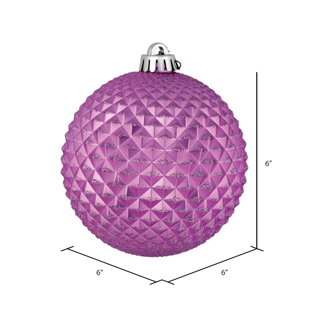 Vickerman 6" Orchid Durian Glitter Ball Ornament 4 per Bag
