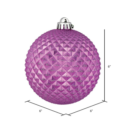 Vickerman 6" Orchid Durian Glitter Ball Ornament 4 per Bag