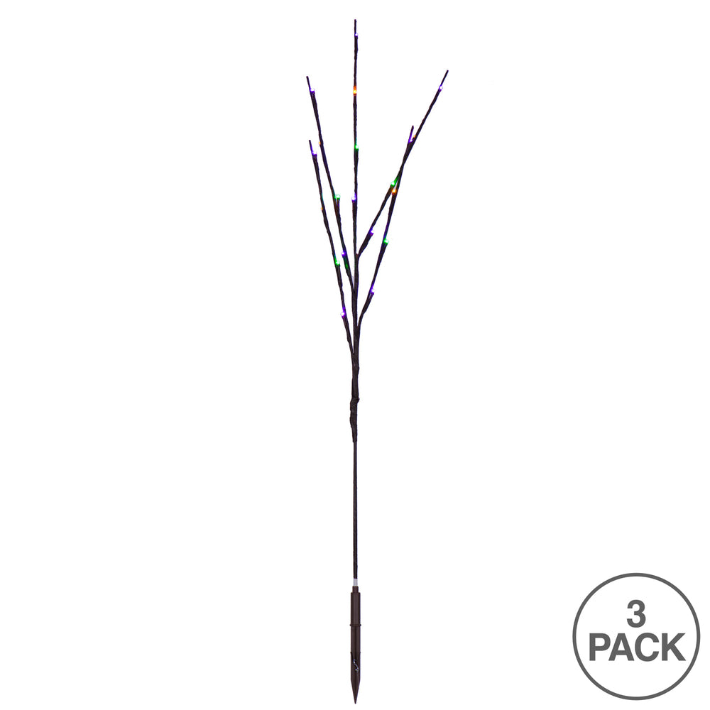 Vickerman 60 Mardi Gras LED Twig Light Set on Brown Wire Pack of 3.