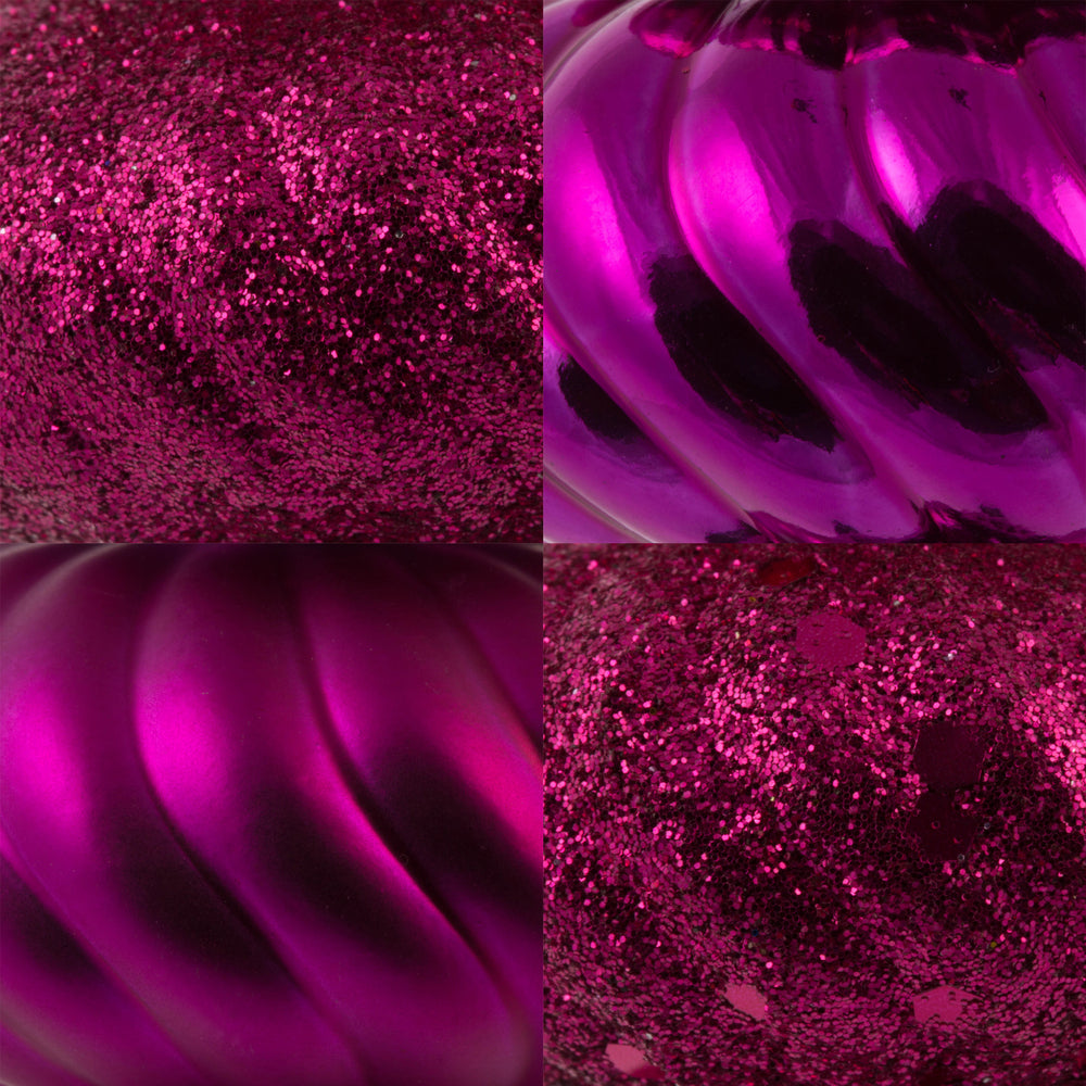 Vickerman 4" Fuchsia 4-Finish Finial Ornament 8 per Box