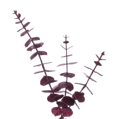 Vickerman 6' Burgundy Artificial Eucalyptus Glitter Garland.