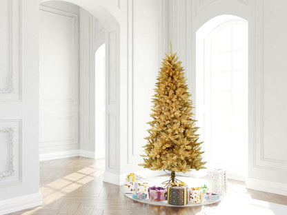 Vickerman 6.5' x 40" Gold Fir Artificial Christmas Pencil Tree Warm White Dura-Lit® LED Lights