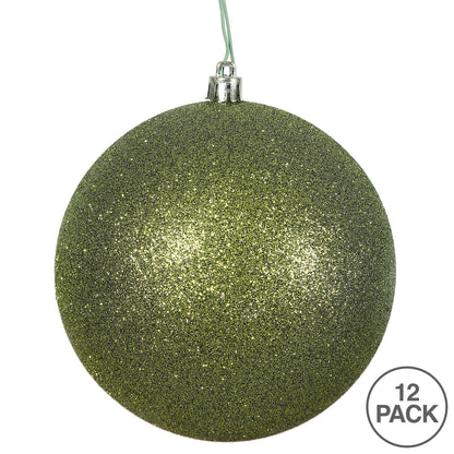 Vickerman 2.75" Olive Glitter Ball Ornament 12 per Bag