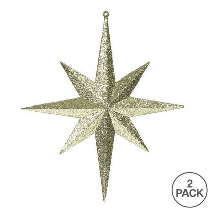 Vickerman 12" Gold Iridescent Glitter Bethlehem Star Christmas Ornament 2 per Box
