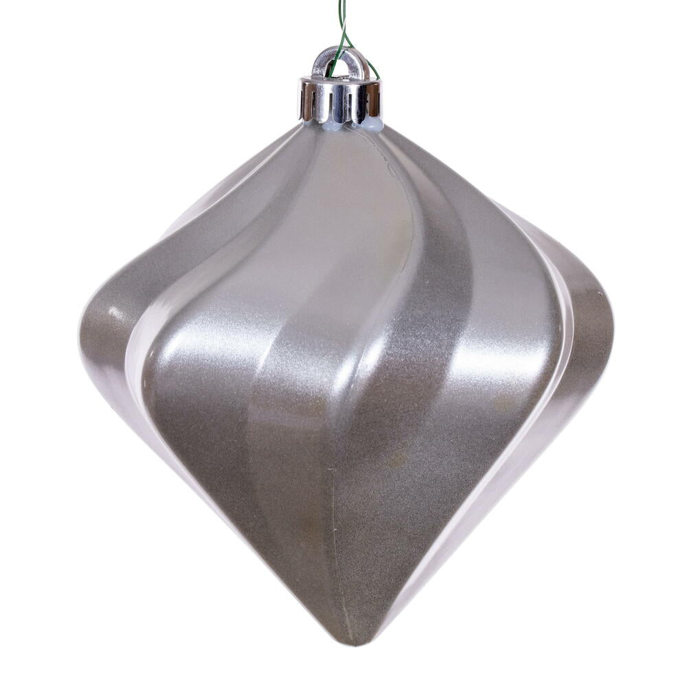 Vickerman 6" Silver Swirl Diamond UV Candy Christmas Ornament Set of 3