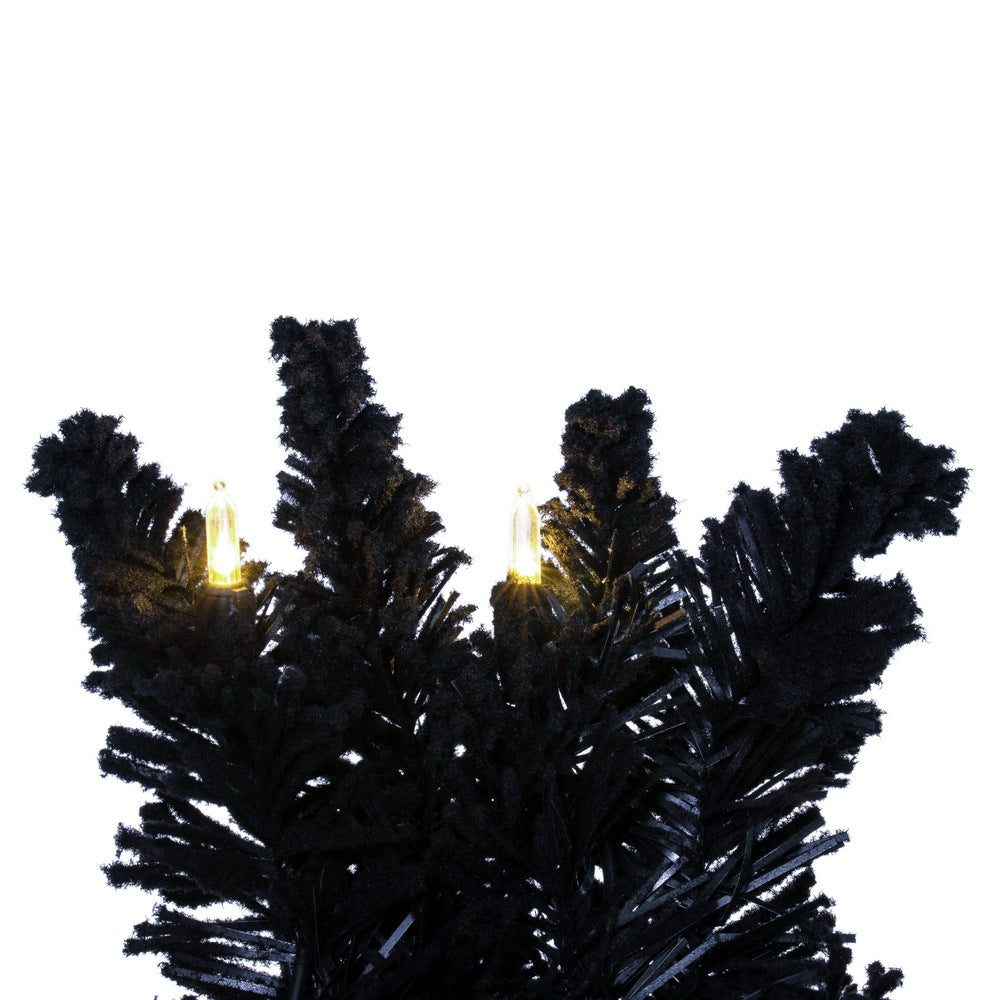 Vickerman 30" Flocked Black Fir Pre-Lit Artificial Wreath Dura-Lit® Warm White LED Mini Lights.