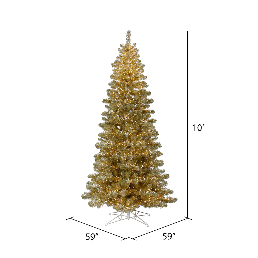 Vickerman 10' x 59" Champagne Artificial Christmas Tree Warm White 8 function 3MM LED Lights