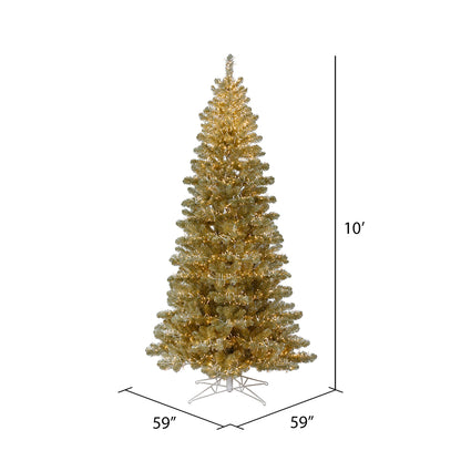Vickerman 10' x 59" Champagne Artificial Christmas Tree Warm White 8 function 3MM LED Lights