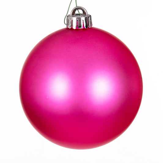 Vickerman 6" Hot Pink Matte Ball Ornament 4 per bag.