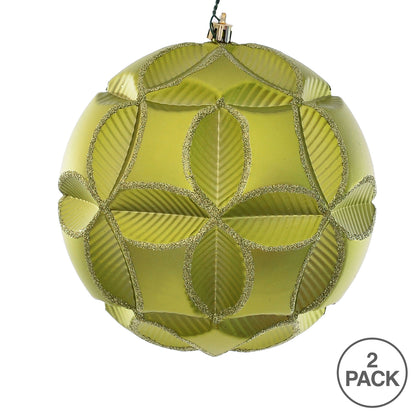 Vickerman 6" Lime Matte Clover Ball Ornament 2 per Bag