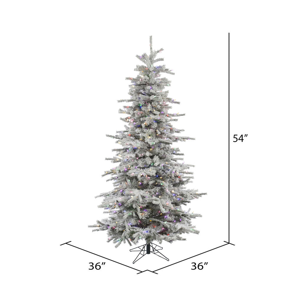 Vickerman 4.5' Flocked Sierra Fir Slim Artificial Christmas Tree Multi-Colored LED Dura-Lit lights