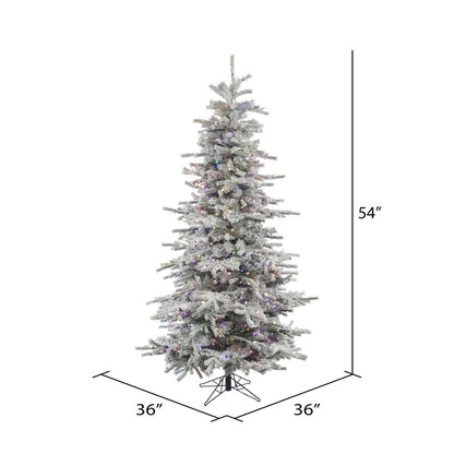 Vickerman 4.5' Flocked Sierra Fir Slim Artificial Christmas Tree Multi-Colored LED Dura-Lit lights