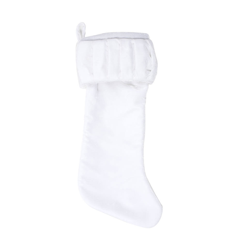 Vickerman 8" x 19" Plush White Velvet Christmas Stocking