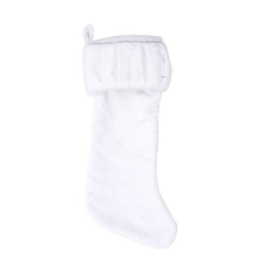 Vickerman 8" x 19" Plush White Velvet Christmas Stocking