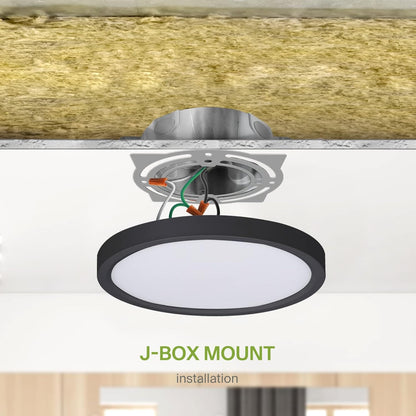 ASD Lighting LED Round Surface Mini Panel 7" 15W 120V CCT Selectable 3000/4000/5000K Dimmable Black ETL Energy Star 6pack