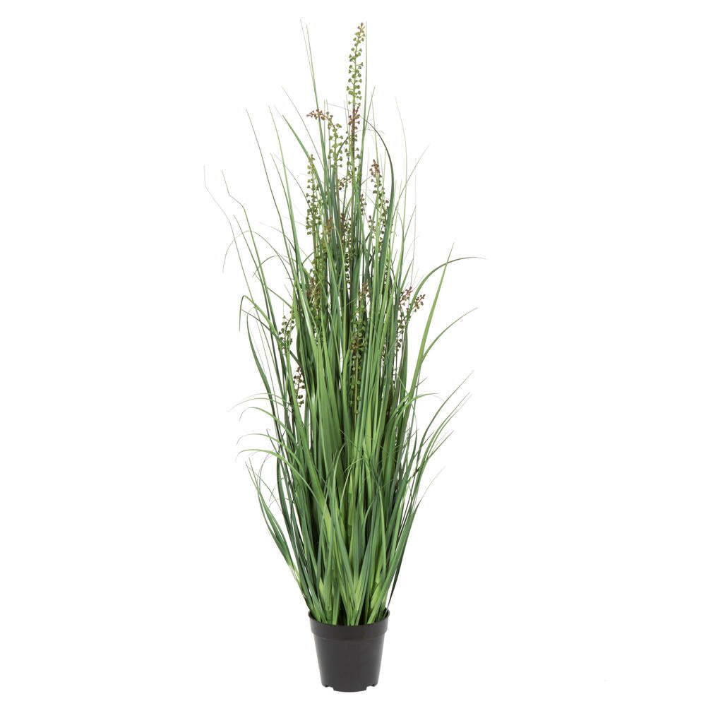 Vickerman 48" PVC Artificial Potted Green Sheep's Grass and Plastic Grass.