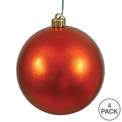 Vickerman 4.75" Burnished Orange Matte Ball Ornament 4 per Bag