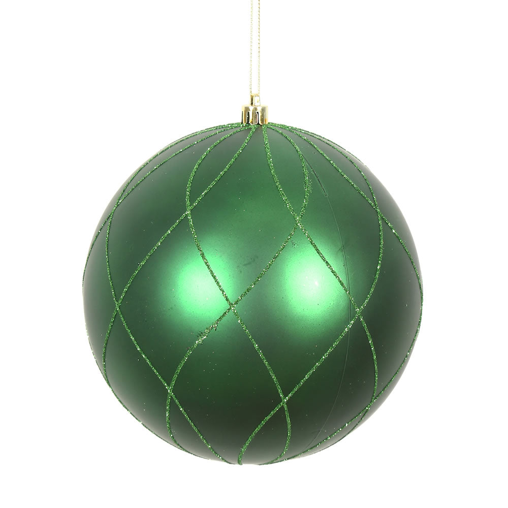 Vickerman 8" Emerald Matte and Glitter Swirl Ball Ornament