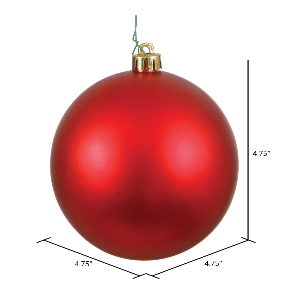 Vickerman 4.75" Red Matte Ball Ornament 4 per Bag