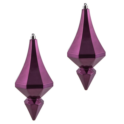 Vickerman 8" Plum Candy Finish Diamond Finial Ornament Pack of 2