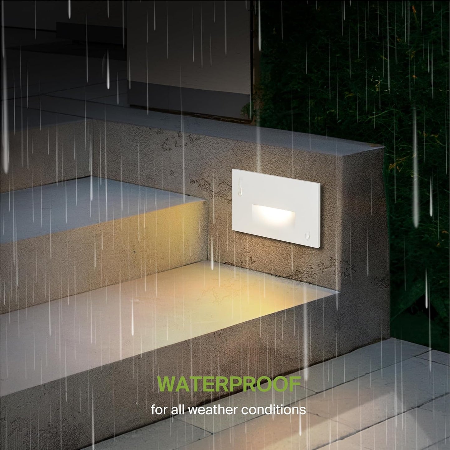 ASD Lighting LED Step Light Horizontal 3W 120V RGBW SMART CCT Selectable 2700-6500K-RGB Dimmable with Smart Hub White ETL 6pack